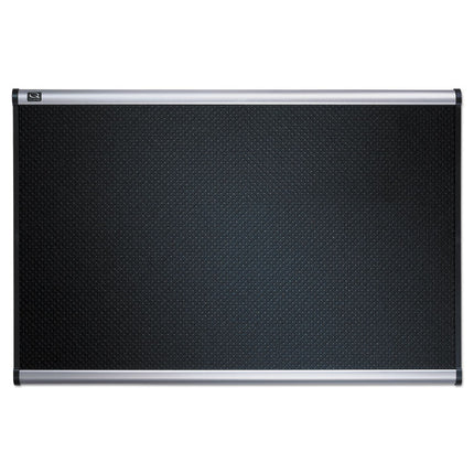 Prestige Black Embossed Foam Bulletin Board, 48" x 36", Black Surface, Silver Aluminum/Plastic Frame