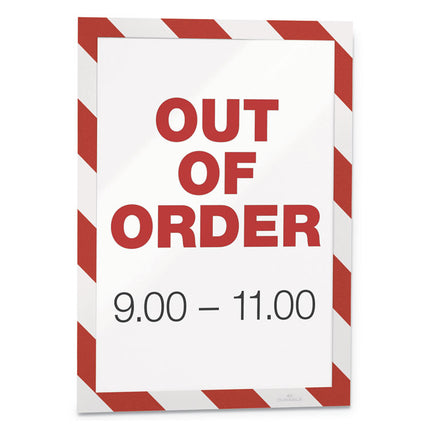 DURAFRAME Security Magnetic Sign Holder, 8.5 x 11, Red/White Frame, 2/Pack