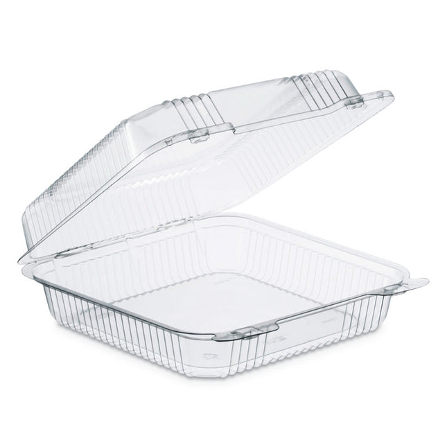 StayLock Clear Hinged Lid Containers, 8.6 x 9 x 3, Clear, Plastic, 200/Carton