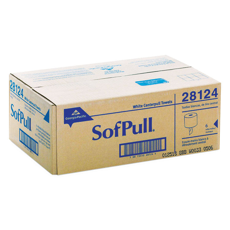 SofPull Center-Pull Perforated Paper Towels, 1-Ply, 7.8 x 15, White, 320/Roll, 6 Rolls/Carton