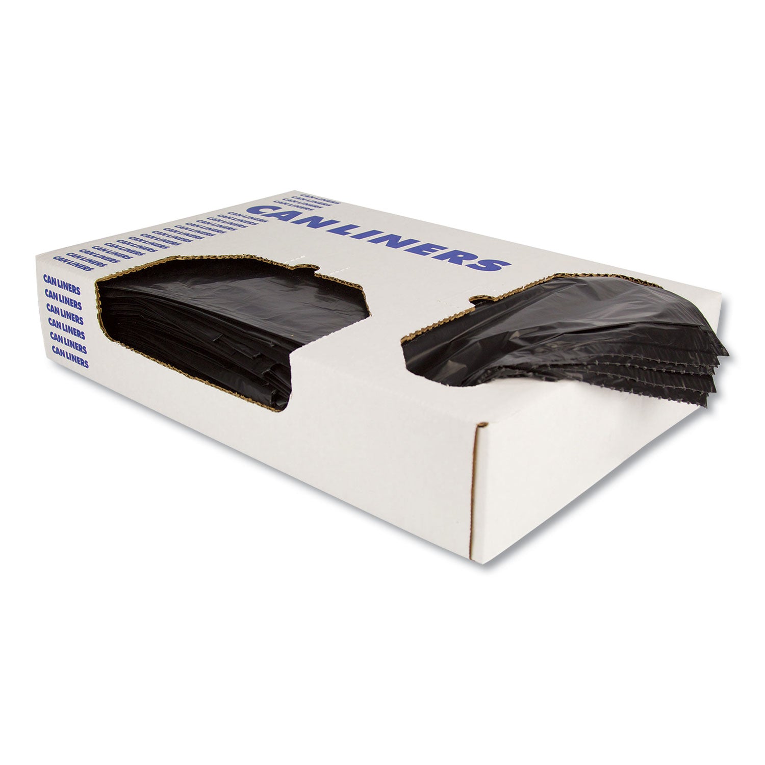 Linear Low-Density Can Liners, 10 gal, 0.55 mil, 24" x 23", Black, Flat Pack, 500/Carton