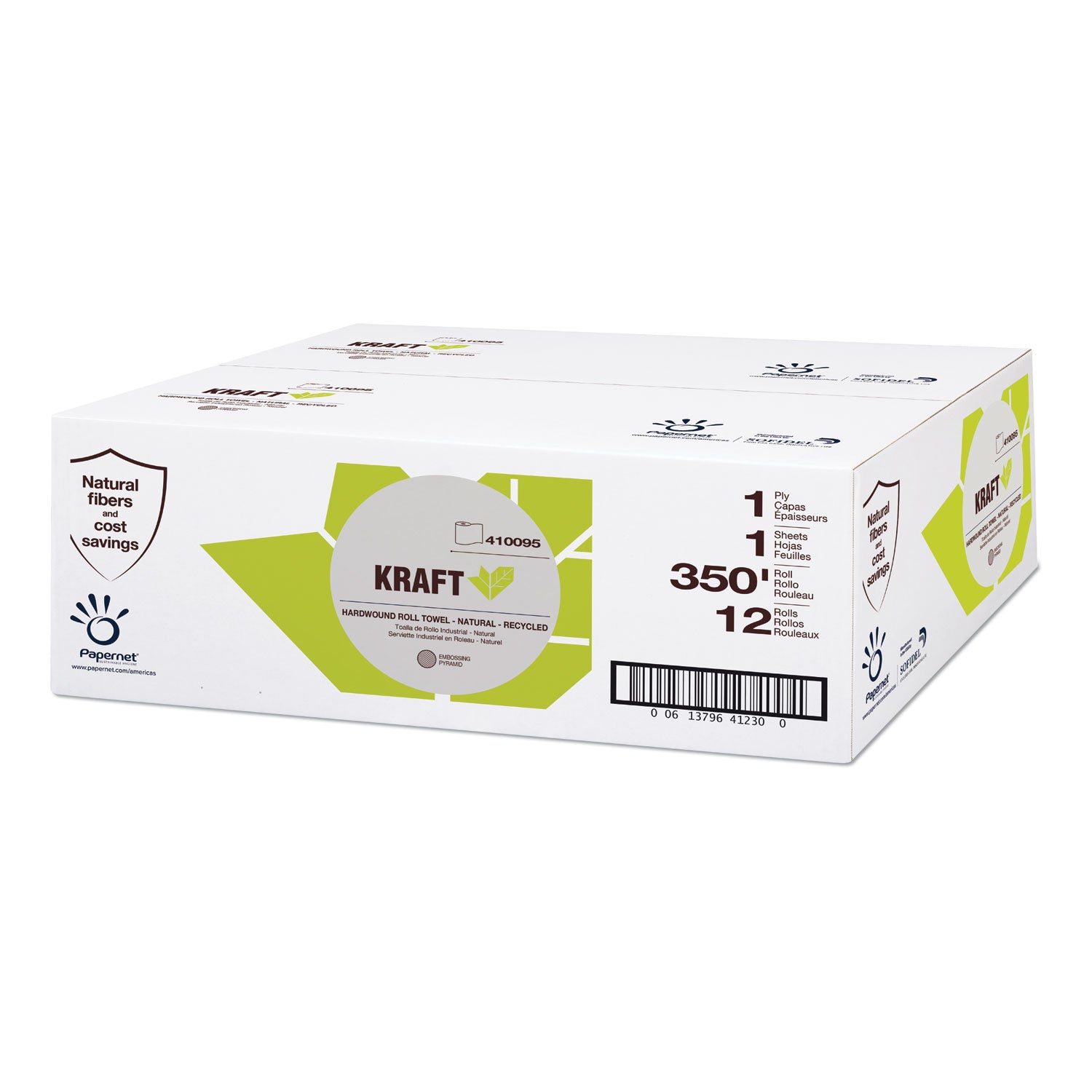 Kraft Tech Hardwound Paper Towel, Kraft, 1-Ply, 5.5 x 5.5, Brown, 350 ft/Roll, 12 Rolls/Carton