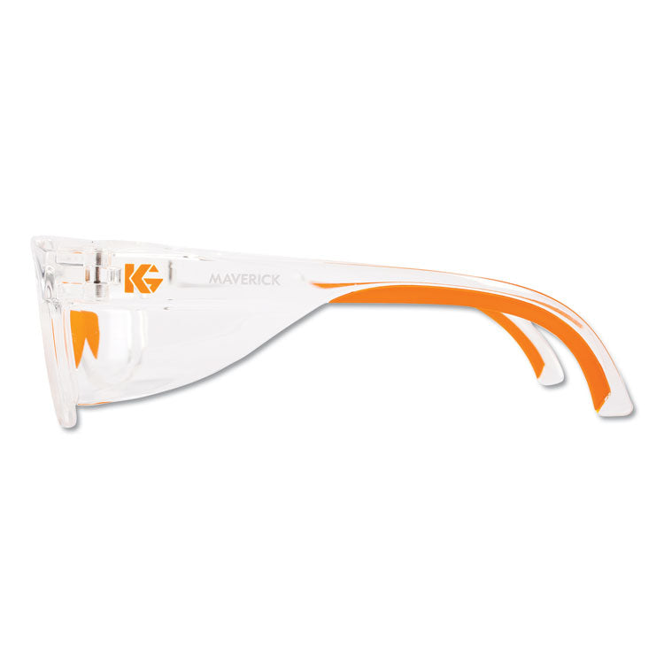 Maverick Safety Glasses, Clear/Orange, Polycarbonate Frame, 12/Box