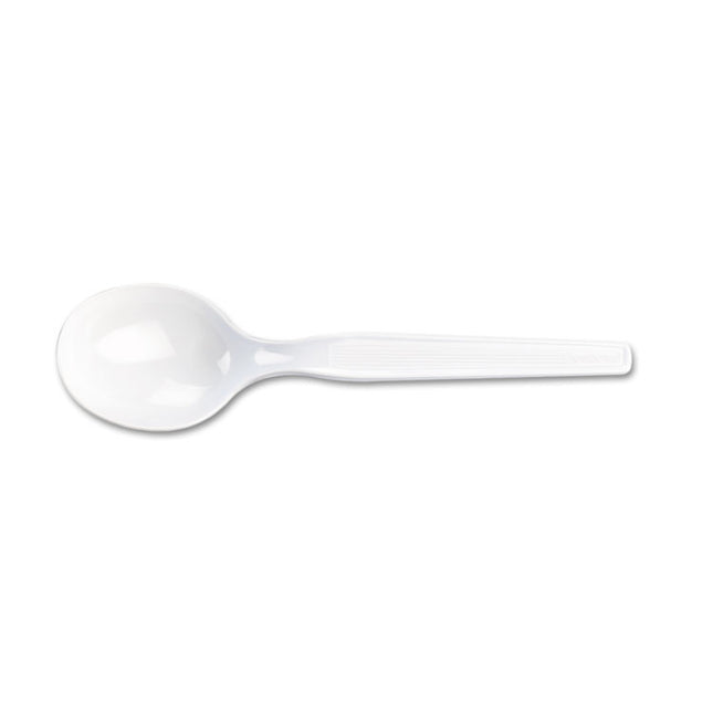 Plastic Cutlery, Heavy Mediumweight Soup Spoon, White, 1,000/Carton