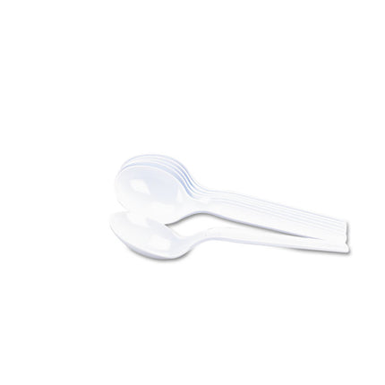 Plastic Cutlery, Heavy Mediumweight Soup Spoon, White, 1,000/Carton