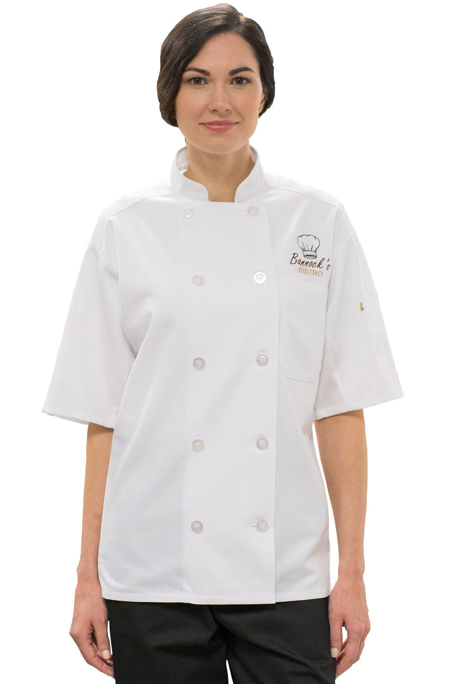 EDWARDS 10 BUTTON SHORT SLEEVE CHEF COAT WITH MESH