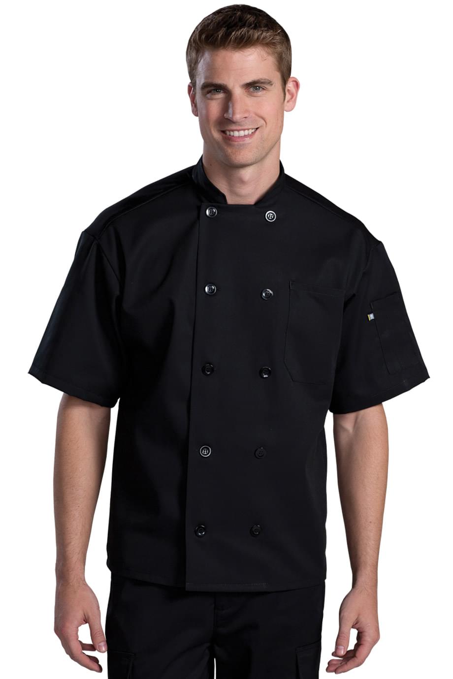 EDWARDS 10 BUTTON SHORT SLEEVE CHEF COAT WITH MESH