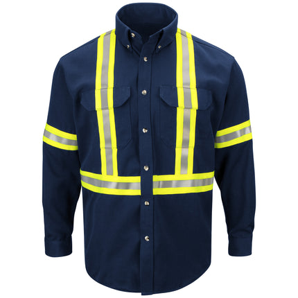 Bulwark® Men's Midweight FR Enhanced Visibility Uniform Shirt with Reflective Trim / SLUCNV