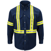 Bulwark® Men's Midweight FR Enhanced Visibility Uniform Shirt with Reflective Trim / SLUCNV