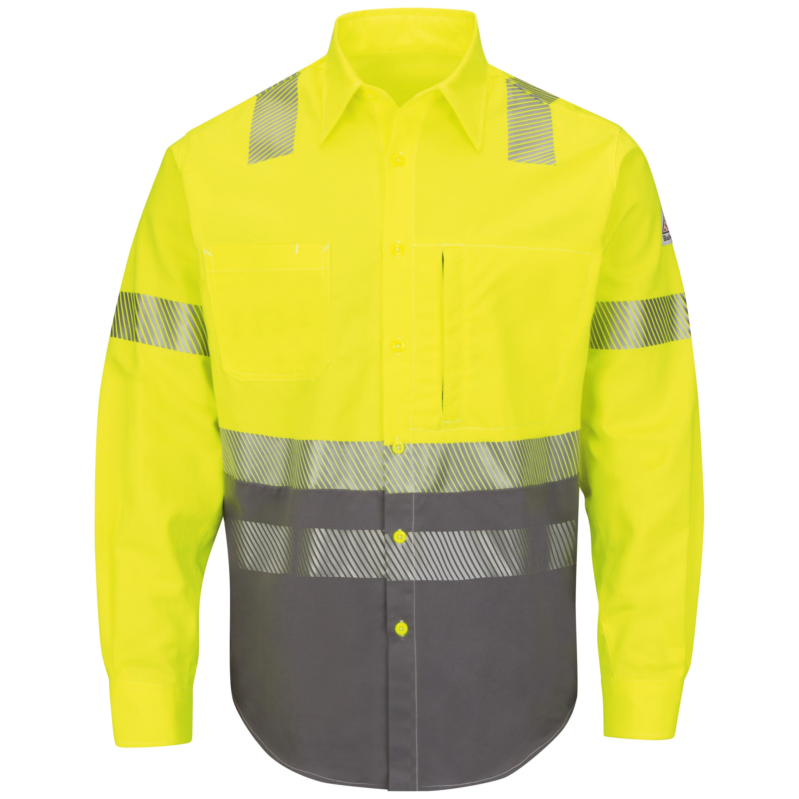Bulwark® Men's Hi-Visibility Color-Block Uniform Shirt / SLB4HG