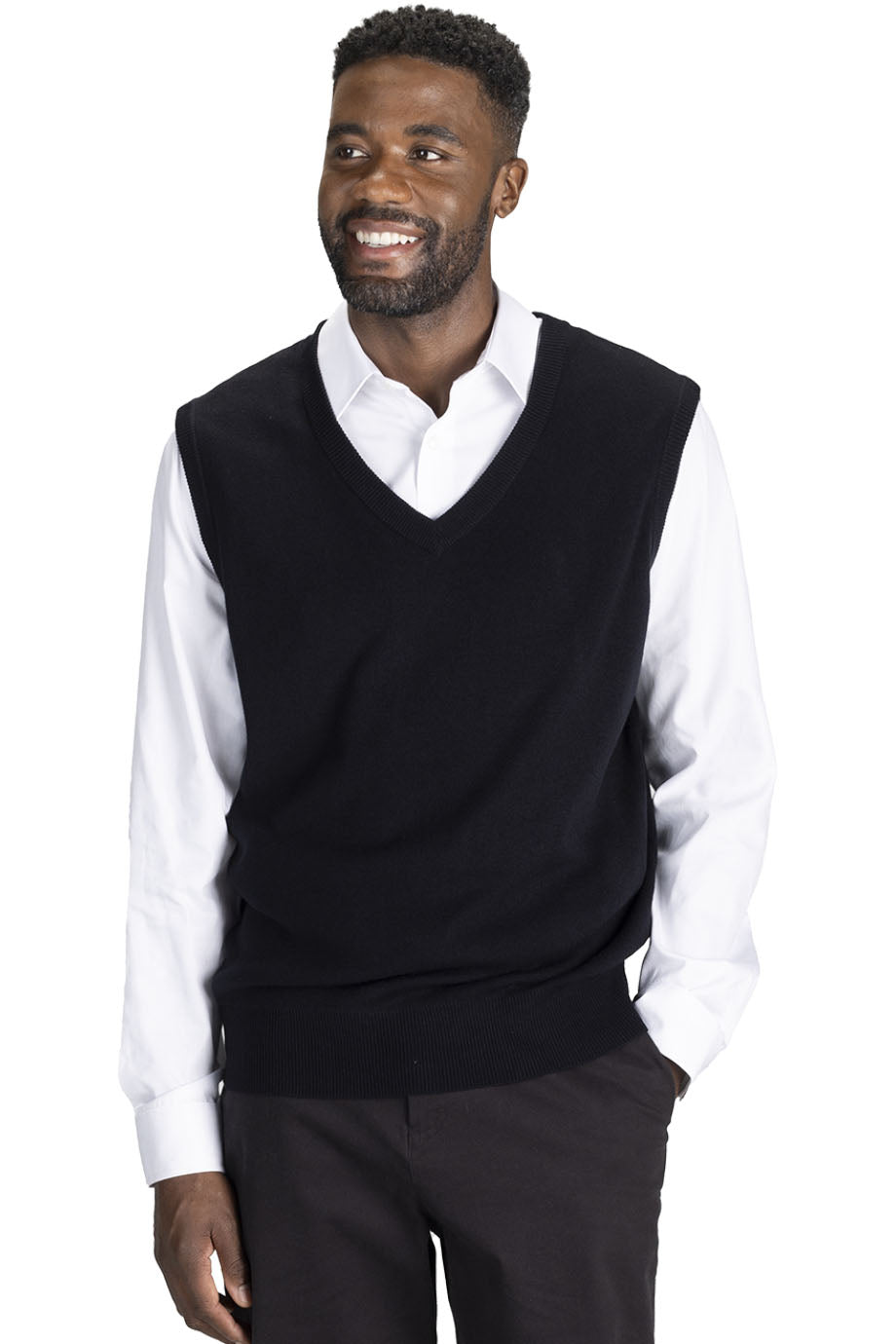 EDWARDS V NECK VEST INTERLOCK ACRYLIC