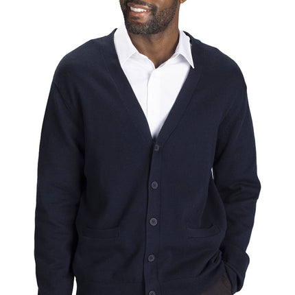EDWARDS V-NECK COTTON BLEND CARDIGAN-2POCKETS
