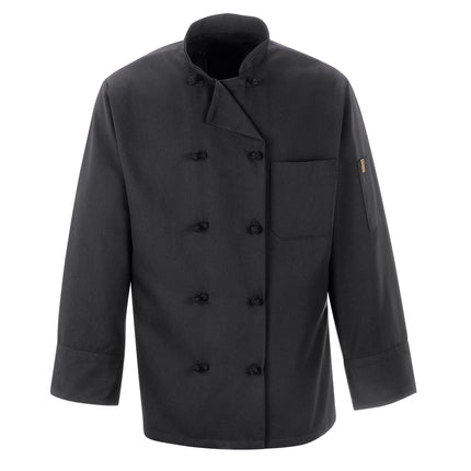 Red Kap® Black Chef Coat Ten Knot Buttons / 0427BK
