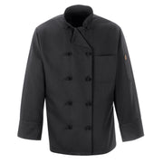Red Kap® Black Chef Coat Ten Knot Buttons / 0427BK