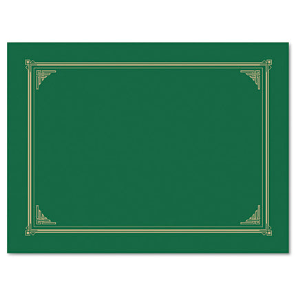 Certificate/Document Cover, 12.5 x 9.75, Green, 6/Pack