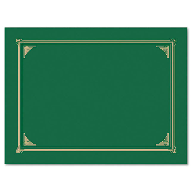 Certificate/Document Cover, 12.5 x 9.75, Green, 6/Pack