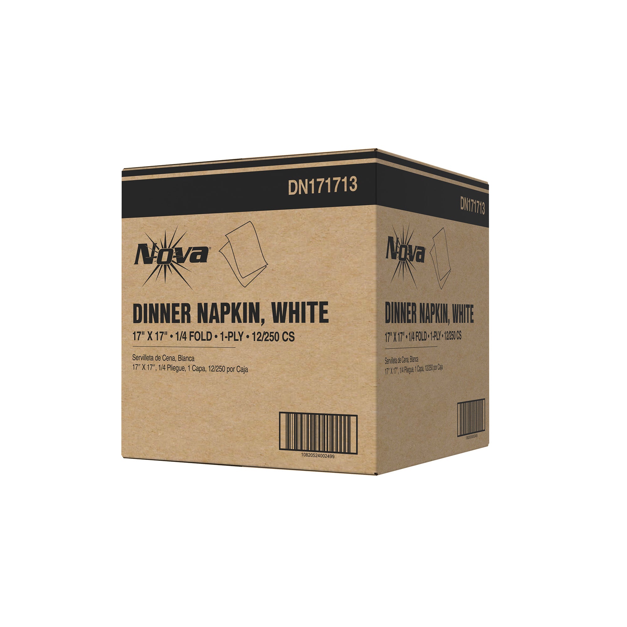 Nova Dinner Napkin 17" X 17" 1/4 Fold 1-Ply White 12 / 250 cs