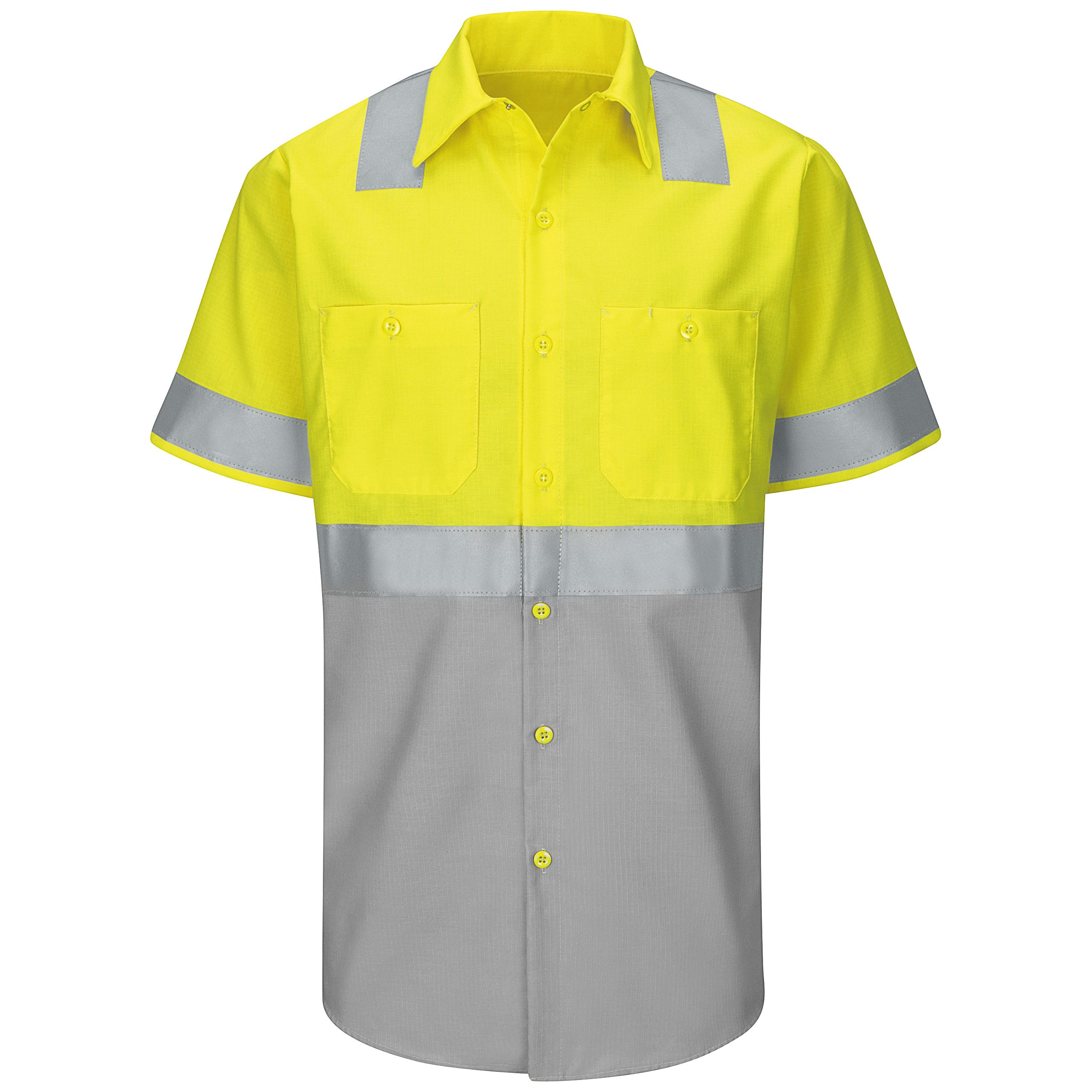 Red Kap® Men's High Visibility Short Sleeve Color Block Ripstop Work Shirt - Type R, Class 2 / SY24YG