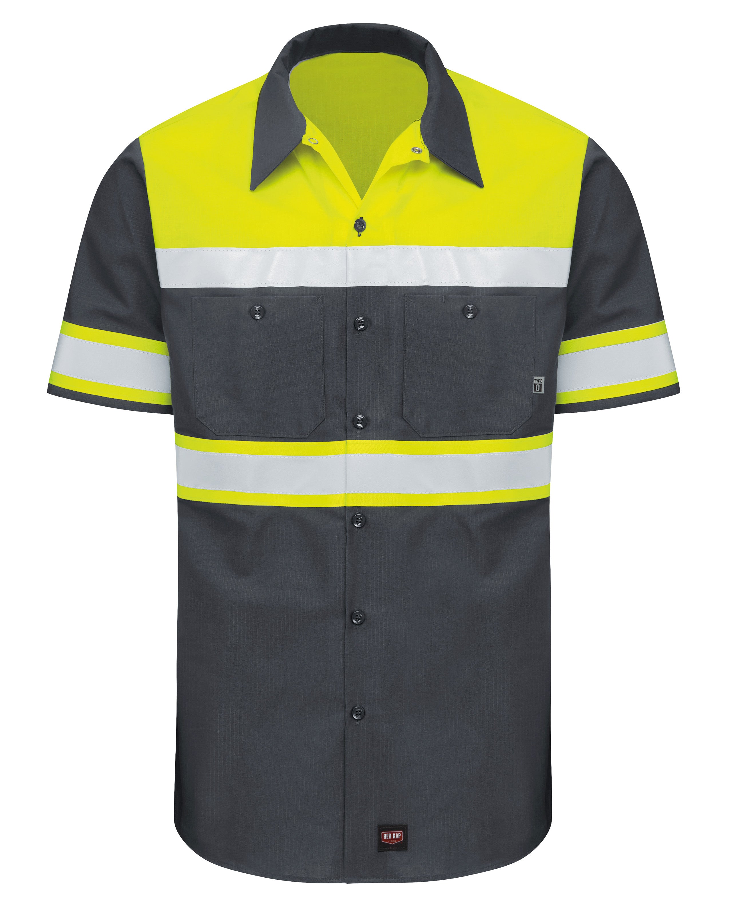 Red Kap® Men's Hi-Visibility Short Sleeve Color Block Ripstop Work Shirt - Type O, Class 1 / SY80YC