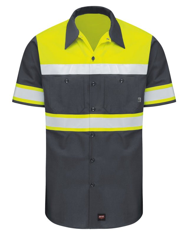 Red Kap® Men's Hi-Visibility Short Sleeve Color Block Ripstop Work Shirt - Type O, Class 1 / SY80YC