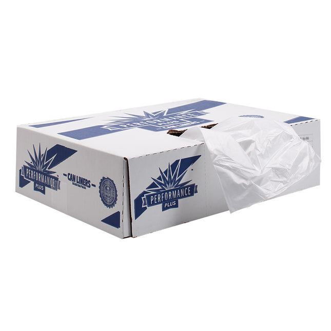 Performance Plus 38x58 1.5EQ mil Clear 60 gallon Low Density Liner Interleaved 10 / 10 cs