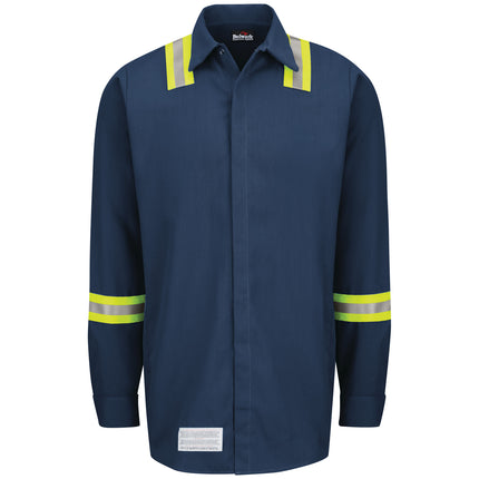 Bulwark® Enhanced Visibility Concealed-Gripper Pocketless Work Shirt / SMS6NV