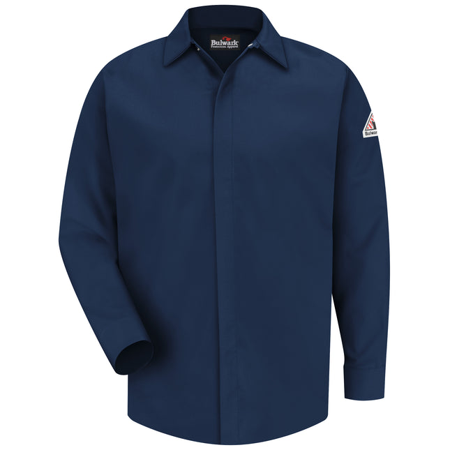 Bulwark® Men's Midweight FR Pocketless Concealed-Gripper Work Shirt / SLS2NV