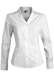 EDWARDS LADIES TAILORED BROADCLOTH V NECK BLOUSE