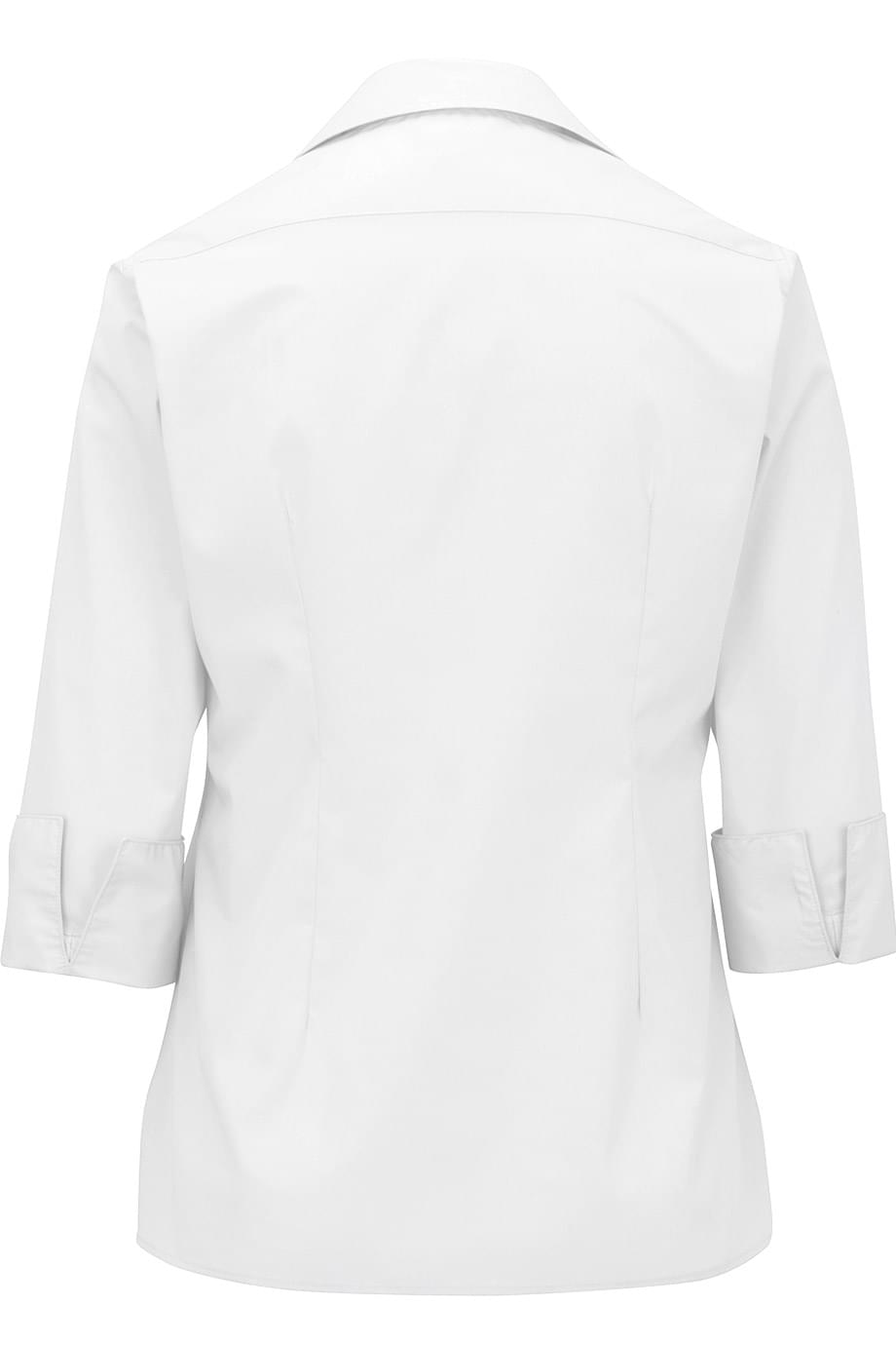 EDWARDS LADIES LIGHTWEIGHT OPEN NECK POPLIN BLOUSE - 3/4 SLEEVE