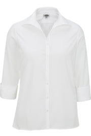 EDWARDS LADIES LIGHTWEIGHT OPEN NECK POPLIN BLOUSE - 3/4 SLEEVE