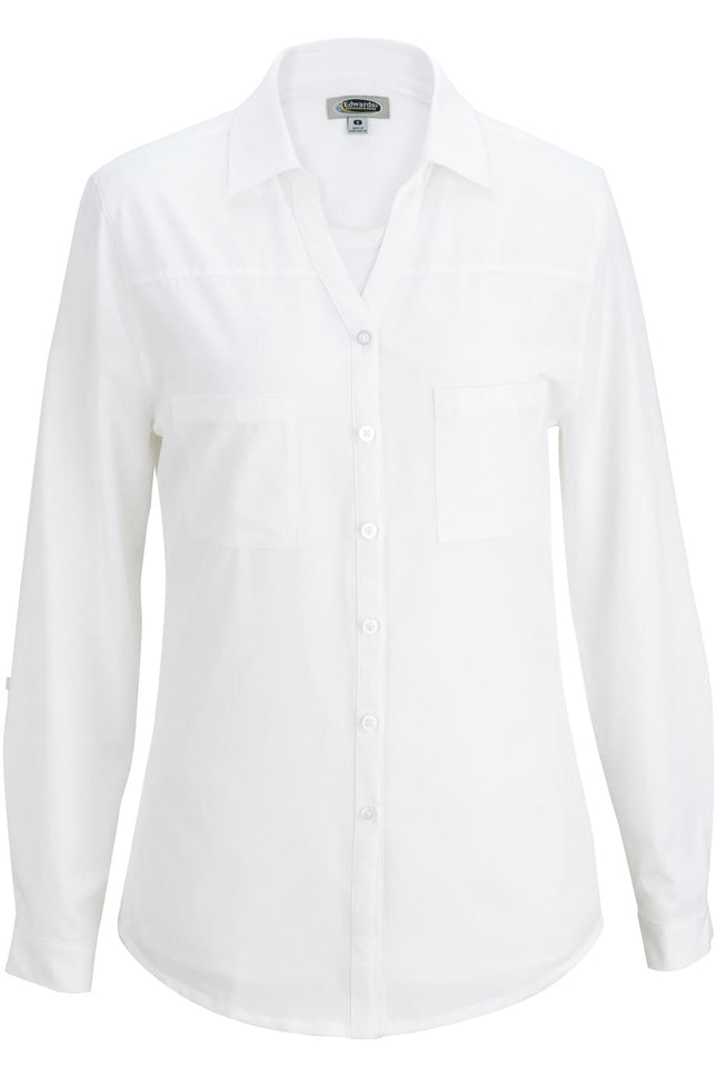 EDWARDS LADIES OPEN NECK LONG SLEEVE BLOUSE