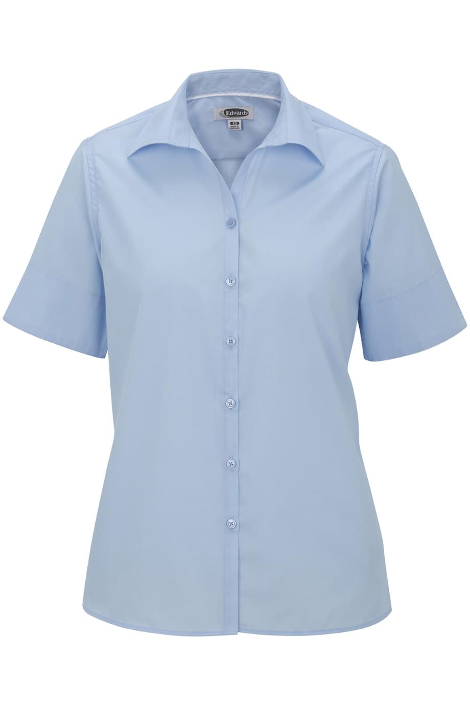 EDWARDS LADIES LIGHTWEIGHT SHORT SLEEVE POPLIN BLOUSE