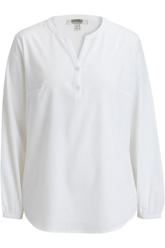 EDWARDS LADIES OPEN V NECK LONG SLEEVE BLOUSE