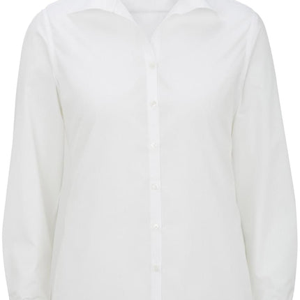EDWARDS LADIES LIGHTWEIGHT OPEN NECK POPLIN BLOUSE-LONG SLEEVE