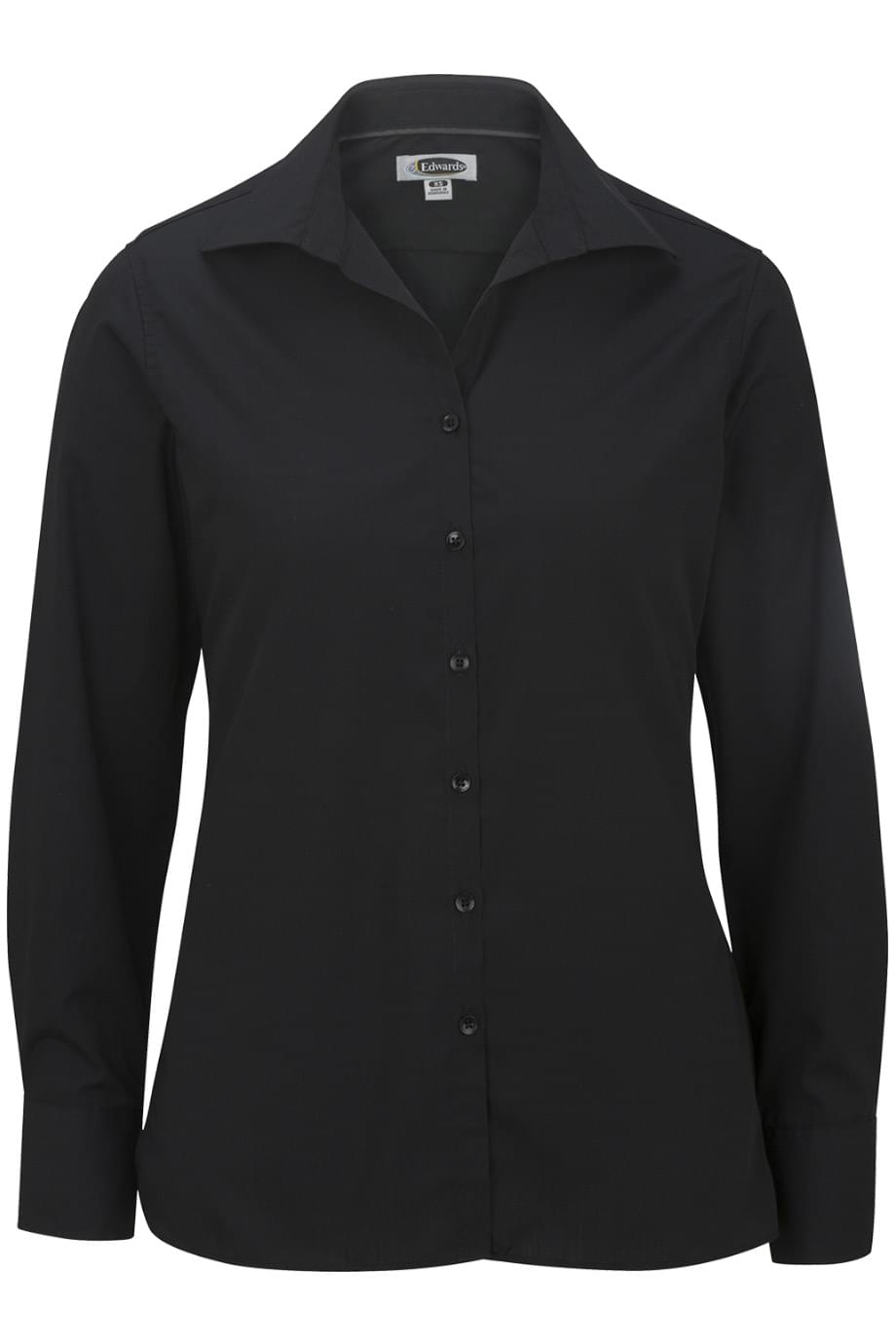 EDWARDS LADIES LIGHTWEIGHT OPEN NECK POPLIN BLOUSE-LONG SLEEVE