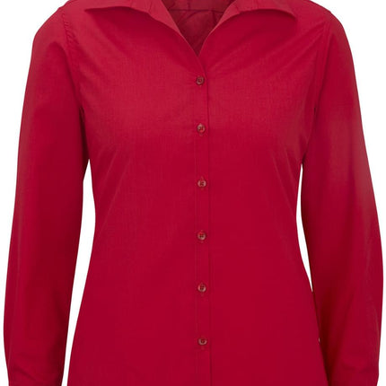 EDWARDS LADIES LIGHTWEIGHT OPEN NECK POPLIN BLOUSE-LONG SLEEVE
