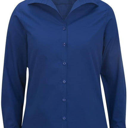 EDWARDS LADIES LIGHTWEIGHT OPEN NECK POPLIN BLOUSE-LONG SLEEVE