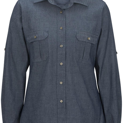 EDWARDS LADIES CHAMBRAY ROLL UP SLEEVE SHIRT
