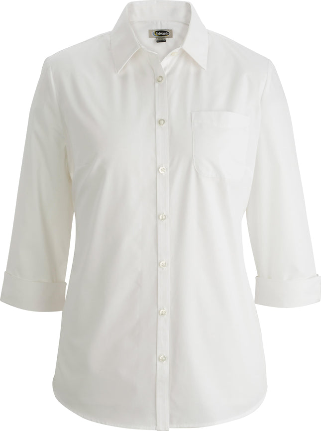 EDWARDS LADIES ESSENTIAL BROADCLOTH SHIRT 3/4 SLEEVE