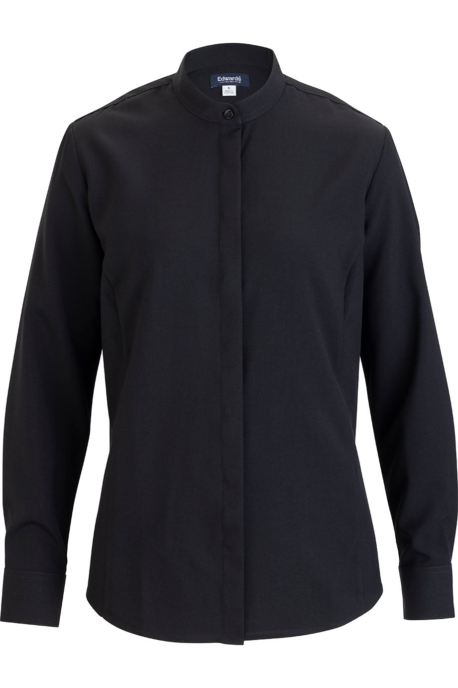 EDWARDS FLEXBATISTE BANDED COLLAR LONG SLEEVE LADIES SHIRT