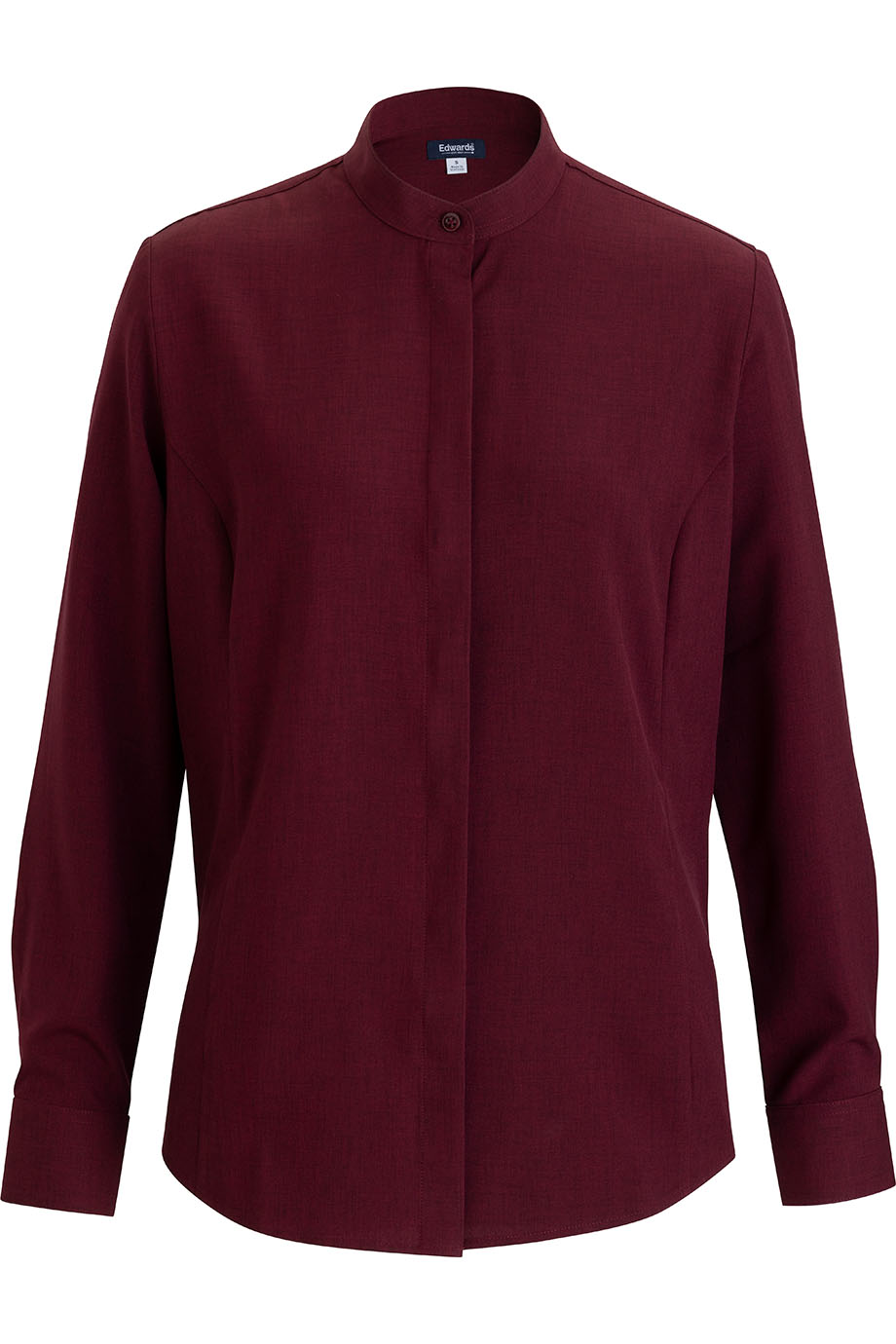 EDWARDS FLEXBATISTE BANDED COLLAR LONG SLEEVE LADIES SHIRT