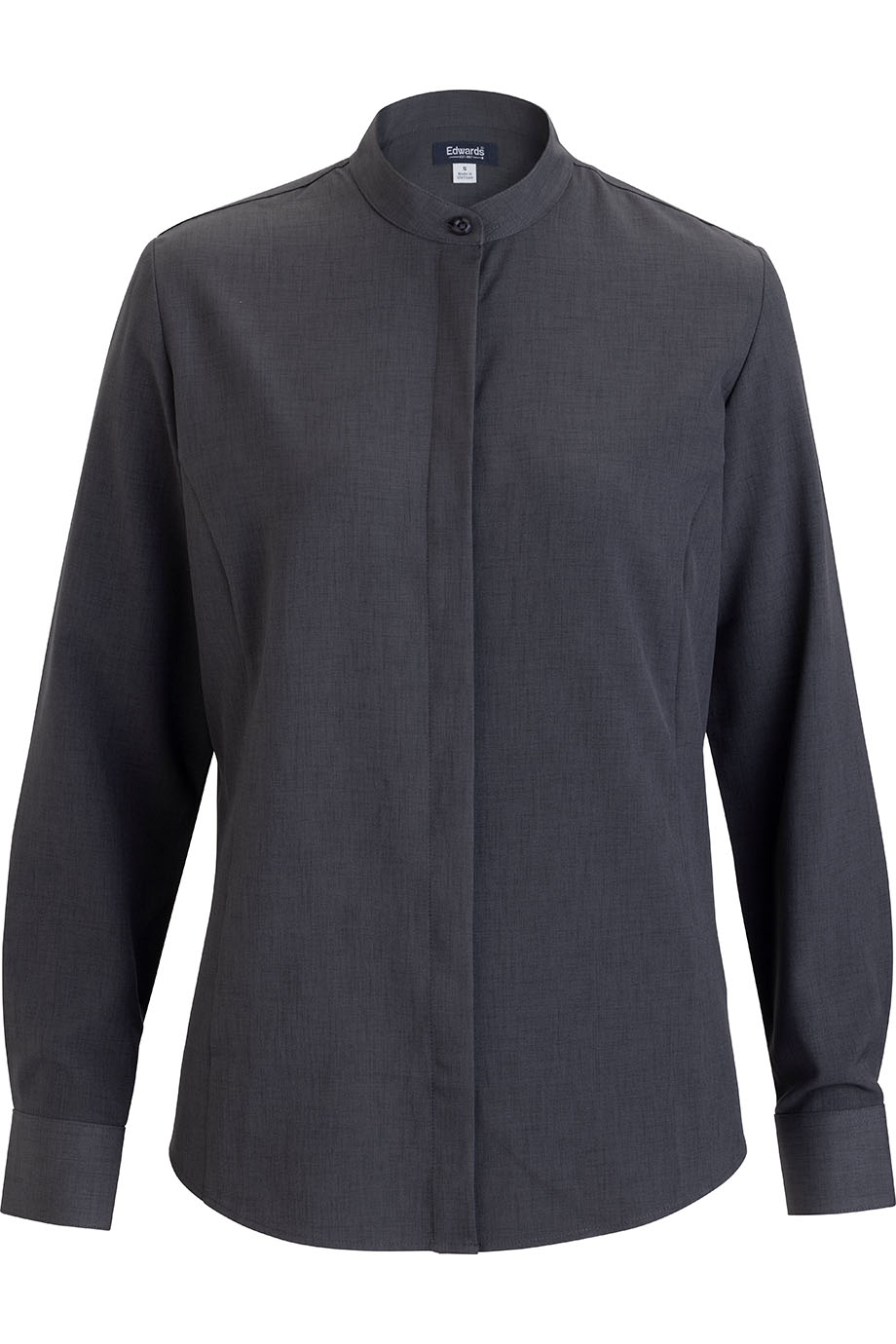 EDWARDS FLEXBATISTE BANDED COLLAR LONG SLEEVE LADIES SHIRT