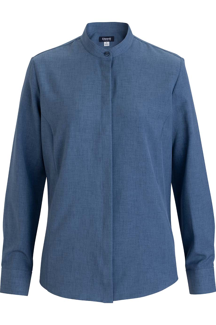 EDWARDS FLEXBATISTE BANDED COLLAR LONG SLEEVE LADIES SHIRT