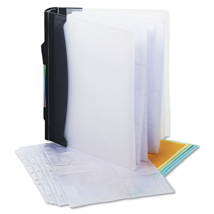Cd/dvd Three-Ring Refillable Binder, Holds 90 Discs, Midnight Blue/clear