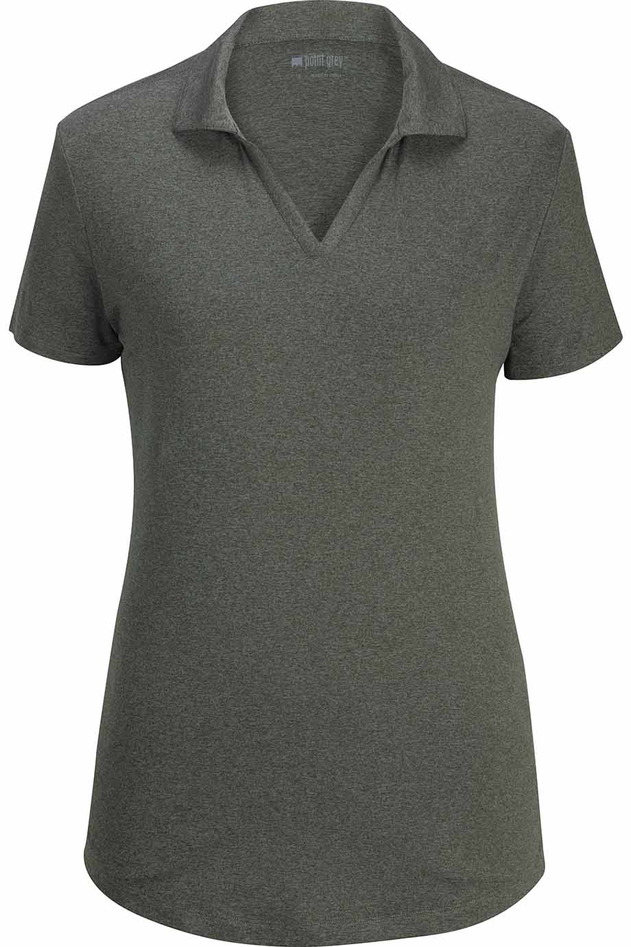 EDWARDS LADIES POINT GREY HEATHERED POLO