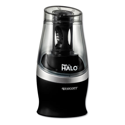 Halo Colored Pencil Non-Stick Electric Sharpener, Ac-Powered, 3.5 X 6.75, Black/silver