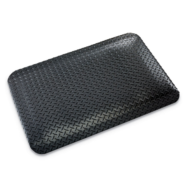 Industrial Deck Plate Anti-Fatigue Mat, Vinyl, 24 X 36, Black