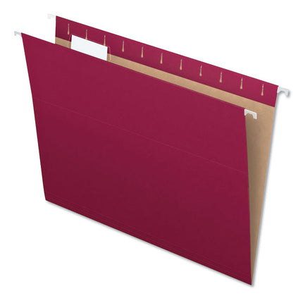 Colored Hanging Folders, Letter Size, 1/5-Cut Tabs, Burgundy, 25/Box