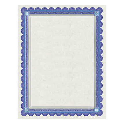 Parchment Certificates, Academic, 8.5 X 11, Ivory With Blue/silver Foil Border, 15/pack