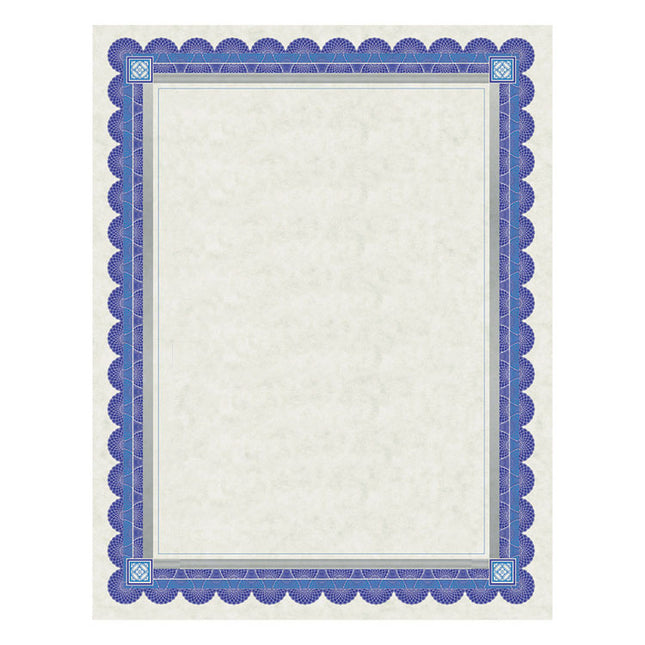 Parchment Certificates, Academic, 8.5 X 11, Ivory With Blue/silver Foil Border, 15/pack